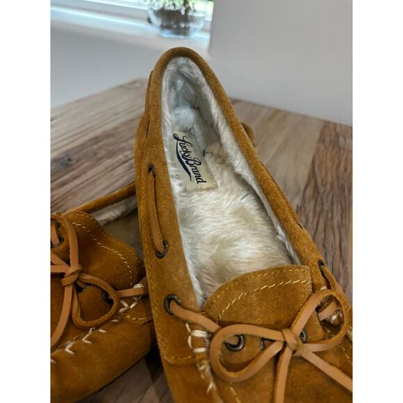 Lucky Brand Suede Moccasin Loafer Fur LIned Slippers Size 9 - Picture 2 of 5